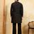 Black khadi silk multi thread & sequence embroidered work kurta