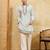 Sky blue khadi silk multi thread & sequence embroidered work kurta