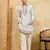 Sky blue khadi silk multi thread & sequence embroidered work kurta
