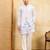 White khadi silk multi thread & sequence embroidered work kurta