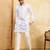 White khadi silk multi thread & sequence embroidered work kurta