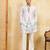 White khadi silk multi thread & sequence embroidered work kurta