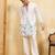 White khadi silk multi thread & sequence embroidered work kurta