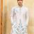 White khadi silk multi thread & sequence embroidered work kurta