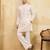 White viscose silk multi thread & sequence embroidered work kurta