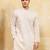 White viscose silk multi thread & sequence embroidered work kurta