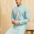 Sky blue viscose silk multi thread & sequence embroidered work kurta