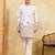 White viscose silk multi thread & sequence embroidered work kurta
