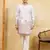 White viscose silk multi thread & sequence embroidered work kurta