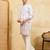 White viscose silk multi thread & sequence embroidered work kurta