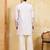White viscose silk multi thread & sequence embroidered work kurta