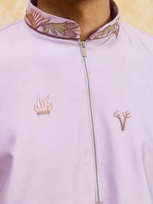 Lavender viscose silk multi thread & sequence embroidered work kurta 5