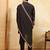 Black viscose silk thread & sequence embroidered work kurta with dupatta