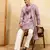 Pink viscose silk thread & sequence embroidered work kurta with dupatta