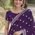 Purple soft georgette embroidery work designer party wear saree with unstitched blouse piece