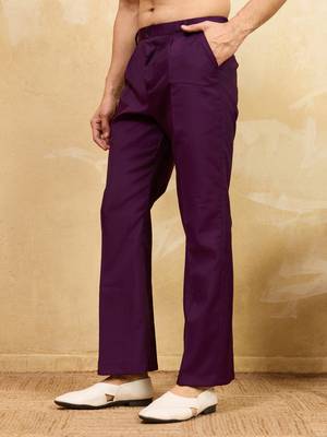 Purple viscose silk real mirror with multi thread embroidered work kurta 5