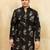 Black viscose silk multi thread & sequence embroidered work kurta