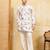 White viscose silk multi thread & sequence embroidered work kurta