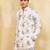 White viscose silk multi thread & sequence embroidered work kurta