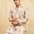 Beige viscose silk multi thread & sequence embroidered work kurta