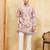Pink viscose silk multi thread & sequence embroidered work kurta