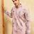 Pink viscose silk multi thread & sequence embroidered work kurta