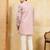 Pink viscose silk multi thread & sequence embroidered work kurta