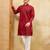 Red viscose silk multi thread & sequence embroidered work kurta
