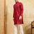 Red viscose silk multi thread & sequence embroidered work kurta