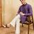 Purple viscose silk multi thread & sequence embroidered work kurta