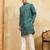 Rama green viscose silk multi thread & sequence embroidered work kurta