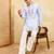 Sky blue viscose silk multi thread & sequence embroidered work kurta