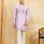 Lavender viscose silk multi thread & sequence embroidered work kurta