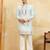 Pistachio viscose silk multi thread & sequence embroidered work kurta