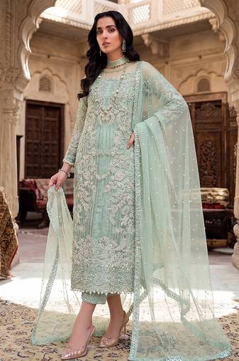 Womens new soft net with heavy embroiedery with sequence work  kurta set