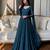 teal blue georgette embroidered plus size anarkali gown set
