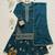 teal blue georgette embroidered kurta with flared sharara & dupatta set