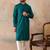 Mens turquoise blue rayon embroidered solid straight kurta with trousers