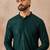 Mens green rayon embroidered solid straight kurta with trousers