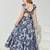 Blue & white floral printed cotton ruffle maxi dress for girls