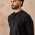Mens black rayon embroidered solid straight kurta with trousers
