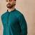 Mens turquoise blue rayon embroidered solid straight kurta