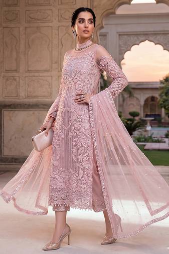 Womens new soft net with heavy embroiedery with sequence work  kurta set