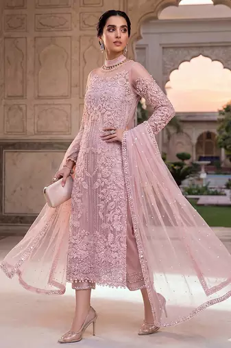 Womens new soft net with heavy embroiedery with sequence work  kurta set