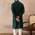 Mens green rayon embroidered solid straight kurta