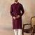 Mens purple rayon embroidered solid straight kurta