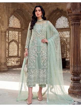 Womens soft net with heavy embroiedery with sequence work kurta set 2