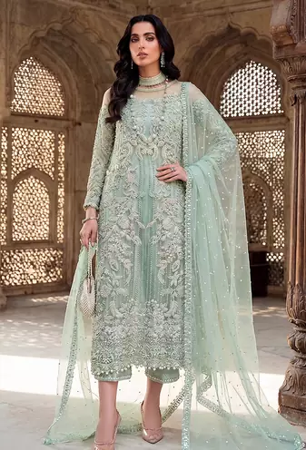 Womens soft net with heavy embroiedery with sequence work kurta set