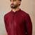 Mens maroon rayon embroidered solid straight kurta