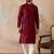 Mens maroon rayon embroidered solid straight kurta